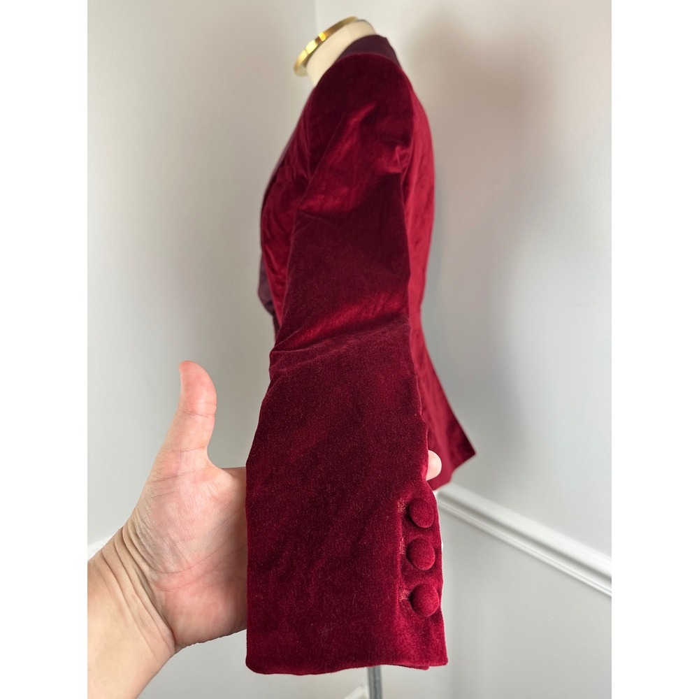 ALTUZARRA For TARGET Burgundy Red Velvet Tuxedo Blazer Satin Lapel | Small - Picture 7 of 12